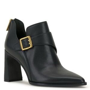 Vince Camuto Black Ankle Boots with Gold Buckle